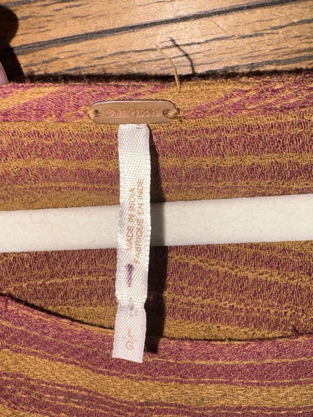 Free People Striped Balloon Sleeve Dress in Mustard and Maroon - Picture 5 of 7